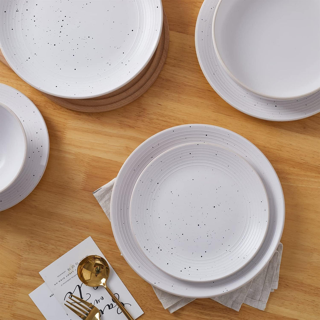 Stone Lain Lauren Stoneware 32 Piece Dinnerware Set, Service for 8, Off White