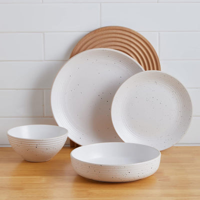 Stone Lain Stoneware 16pc Dinnerware Set, Service for 4, Off White (Open Box) - VMInnovations