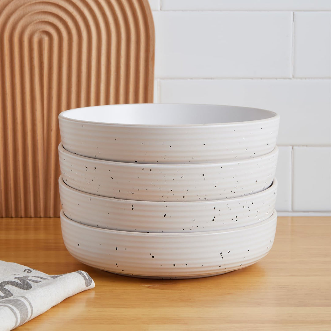 Stone Lain Lauren Stoneware 16 Piece Dinnerware Set, Service for 4, Off White