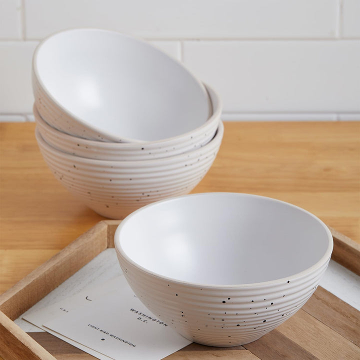 Stone Lain Lauren Stoneware 16 Piece Dinnerware Set, Service for 4, Off White