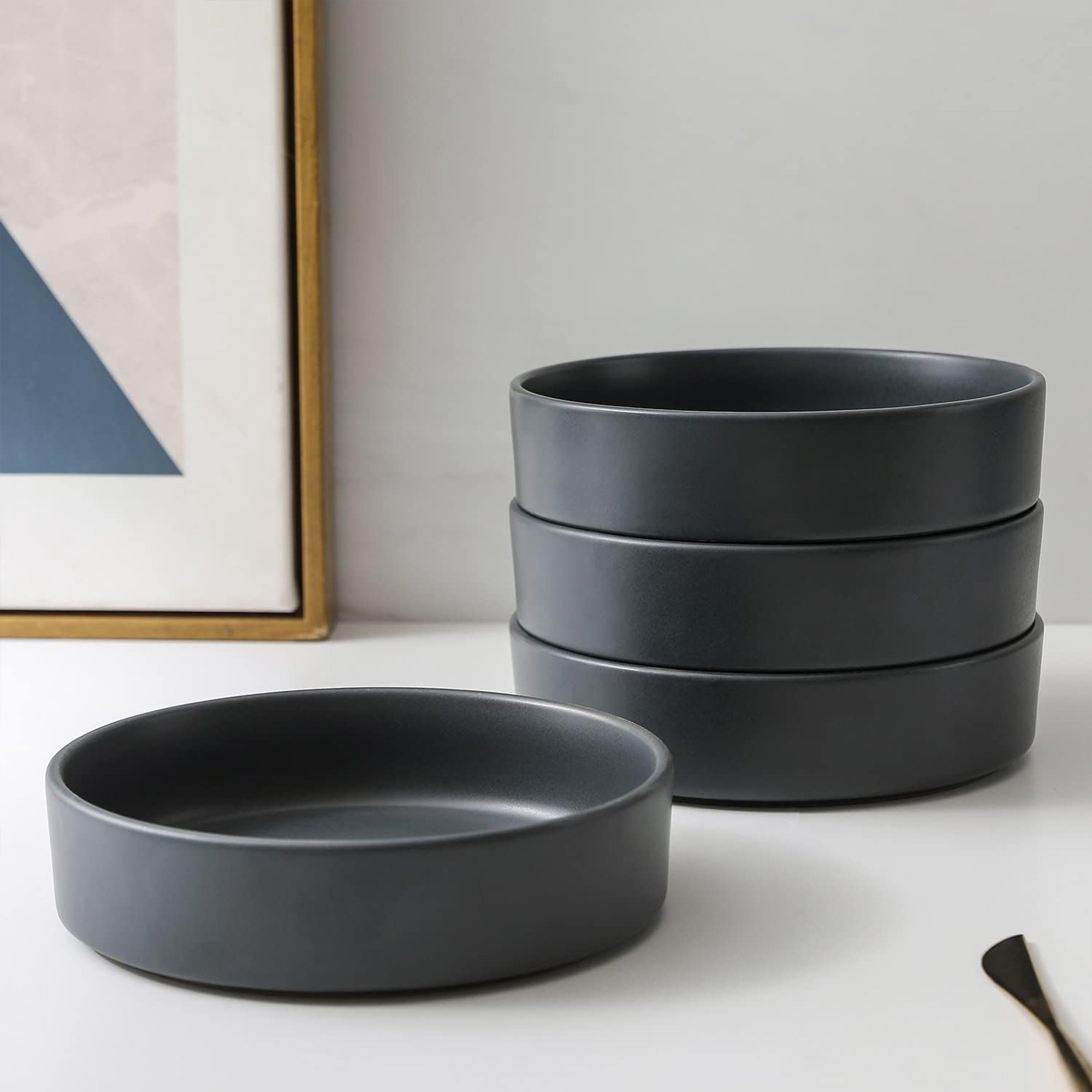 Stone Lain Celina Stoneware 16 Piece Dinnerware Set, Service for 4, Gray Matte - VMInnovations