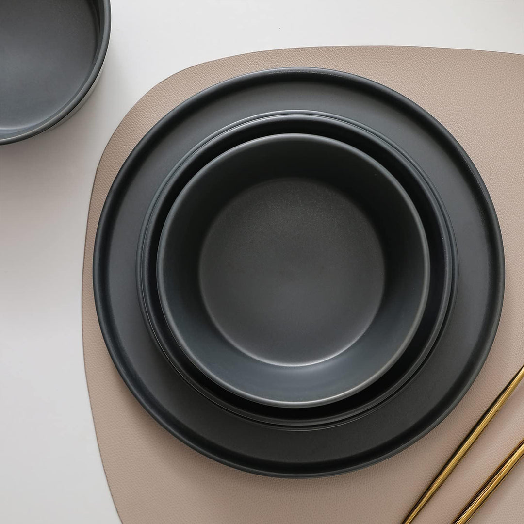 Stone Lain Celina Stoneware 16 Piece Dinnerware Set, Service for 4, Gray Matte