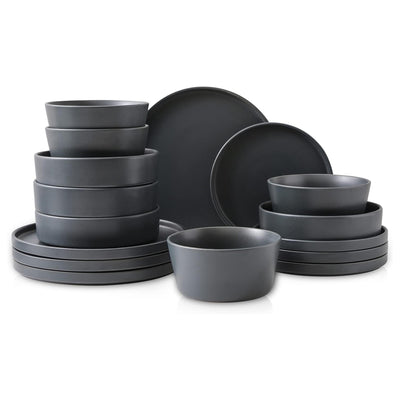 Stone Lain Celina Stoneware 16 Piece Dinnerware Set, Service for 4, Gray Matte - VMInnovations