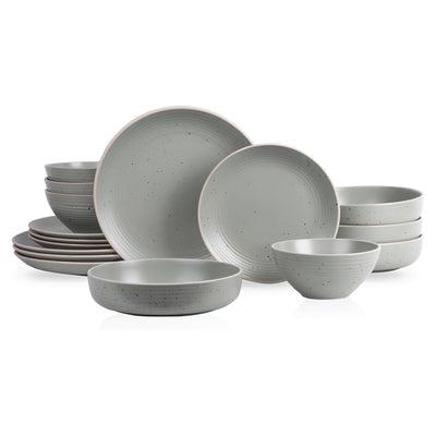 Stone Lain Lauren Modern Stoneware 16 Piece Dinnerware Set, Service for 4, Green - VMInnovations