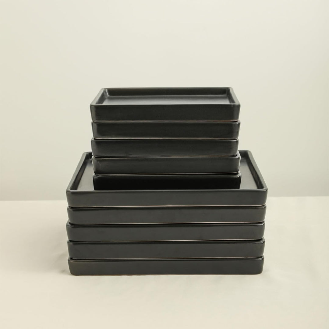 Stone Lain Grace Stoneware 12 Piece Dinnerware Set, Service for 4, Matte Black