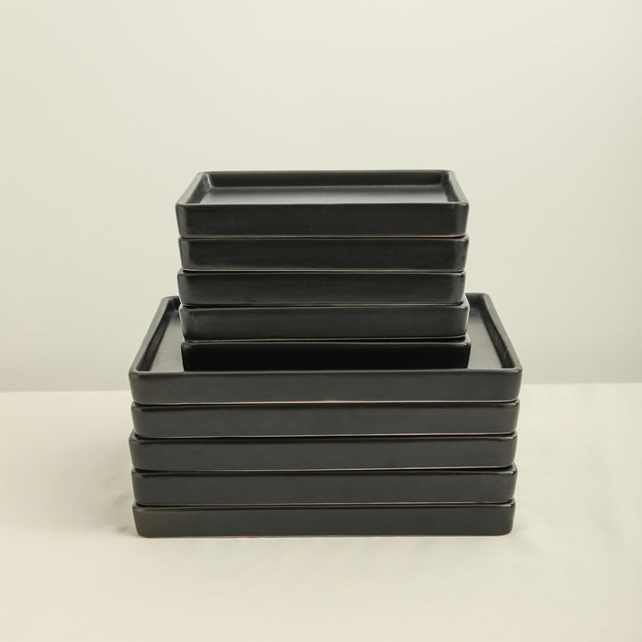 Stone Lain Grace Stoneware 12 Piece Dinnerware Set, Service for 4, Matte Black