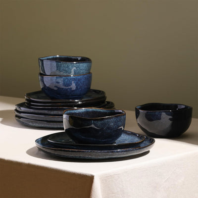 Stone Lain Stoneware 12pc Dinnerware Set, Service for 4, Deep Blue (Open Box) - VMInnovations