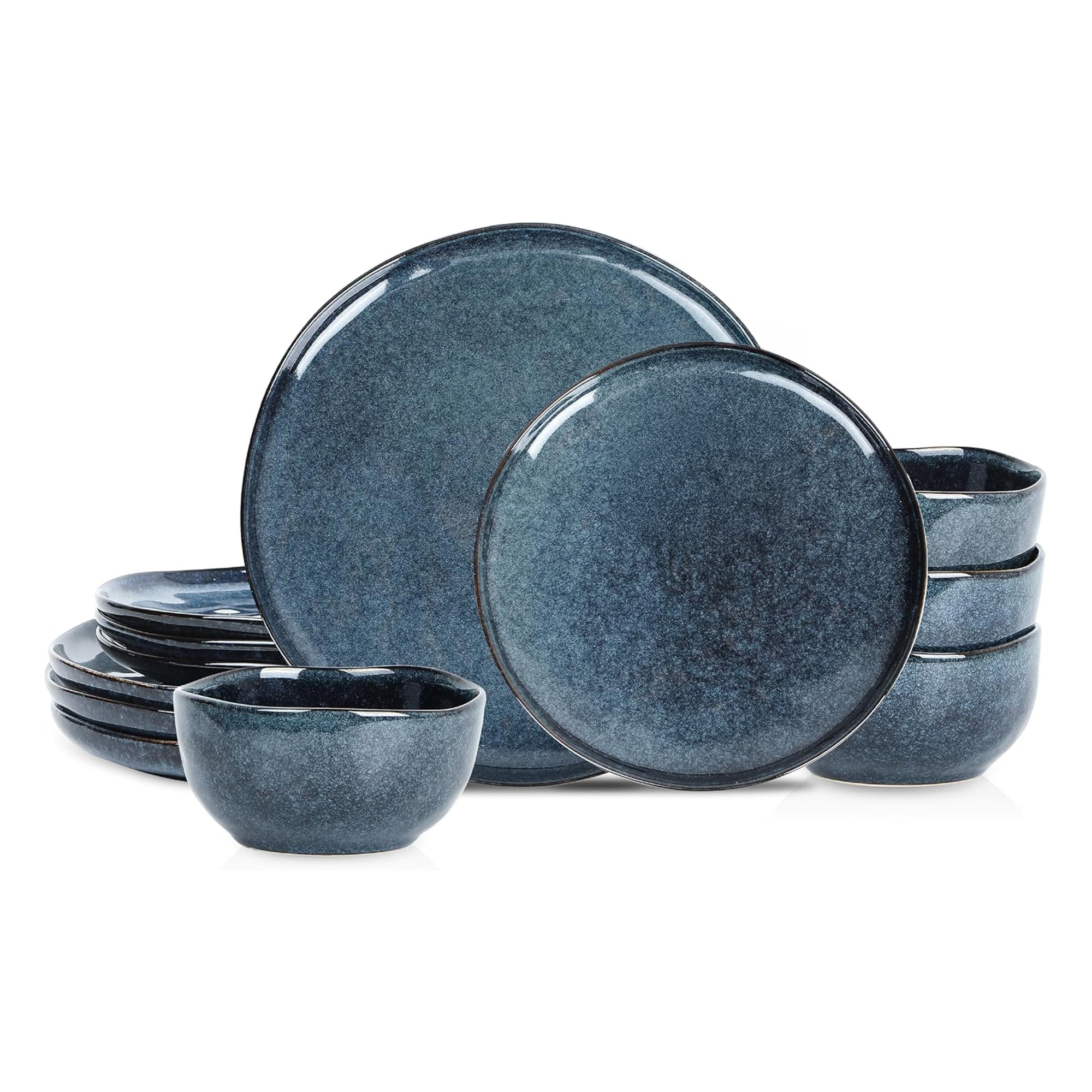 Stone Lain Stoneware 12pc Dinnerware Set, Service for 4, Deep Blue (Open Box) - VMInnovations