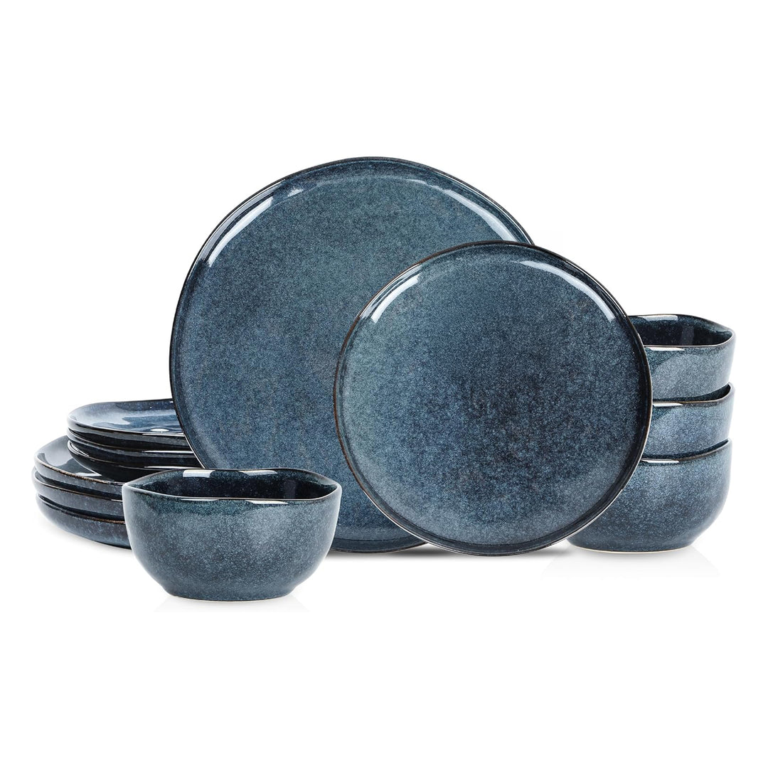 Stone Lain Stoneware 12pc Dinnerware Set, Service for 4, Deep Blue (Open Box)