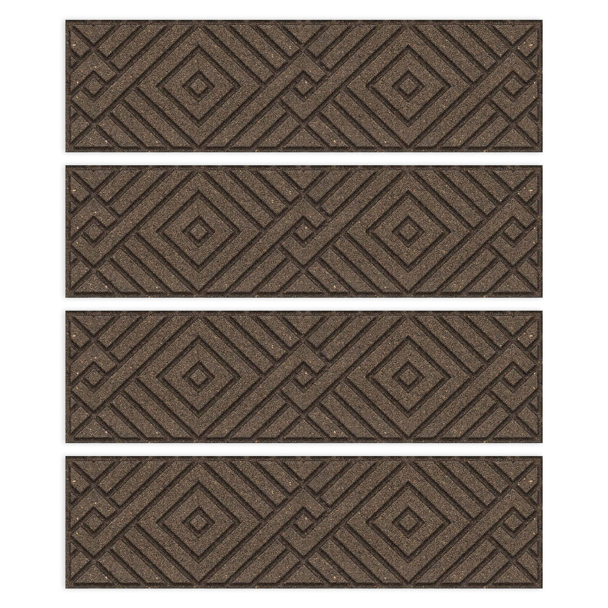 TierraVerde 4 Pack 10"x36" Diamond Weave Stair Tread Decorative Panels, Brown - VMInnovations