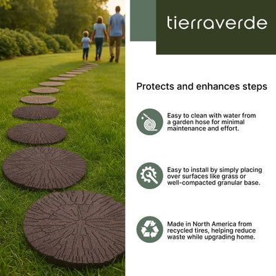 TierraVerde 4 Pack 18x18" Cracked Log Round Decorative Stepping Stones, Brown - VMInnovations