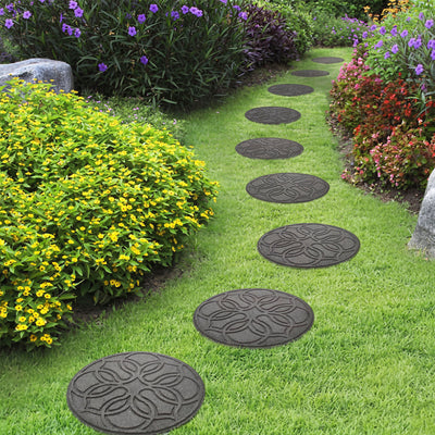 TierraVerde 4 Pack 18" x 18" Pendant Round Decorative Stepping Stones, Grey - VMInnovations