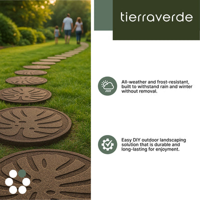 Tierra Verde 4 Pack 18" x 18" Tropical Leaf Decorative Stepping Stones, Brown