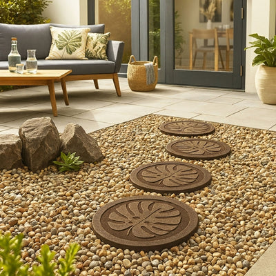 Tierra Verde 4 Pack 18" x 18" Tropical Leaf Decorative Stepping Stones, Brown