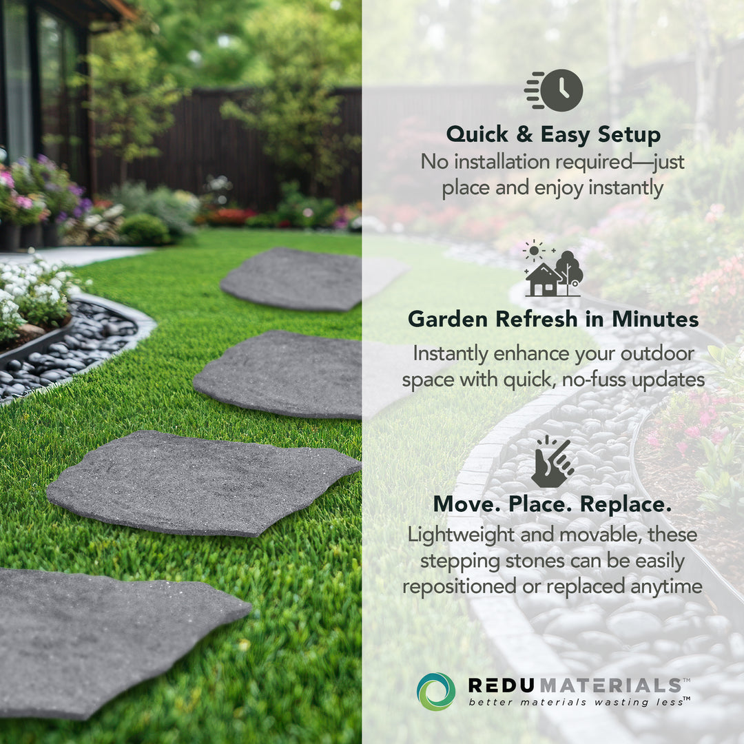 Garden Central 4 Pack 18"x22" Natural Rock Stepping Stones for Walkways, Grey