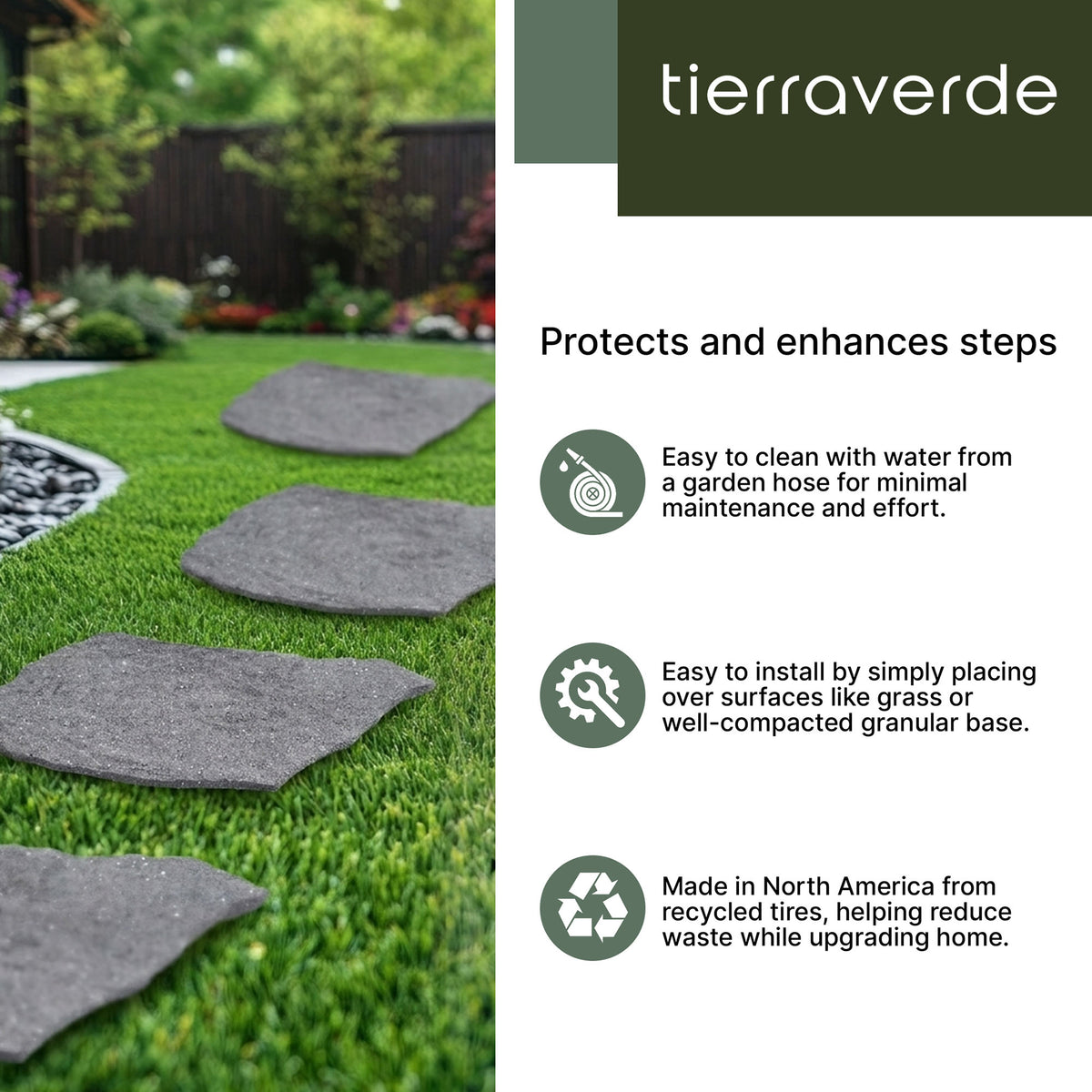 TierraVerde 4 Pack 18"x22" Natural Rock Stepping Stones for Walkways, Grey