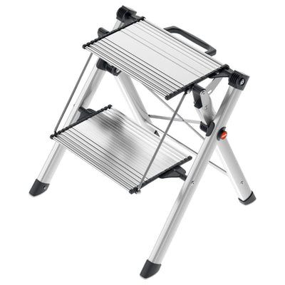Hailo Folding 2 Step Non-Slip Stool Home and Kitchen, MK80, Silver/Black (Used) - VMInnovations
