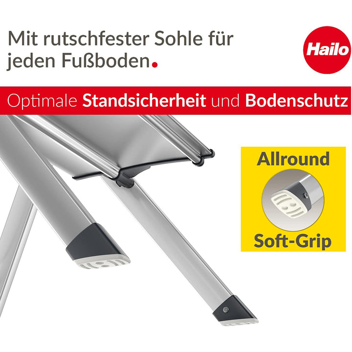 Hailo Folding 2 Step Non-Slip Stool for Home and Kitchen, MK80, Silver(Open Box)