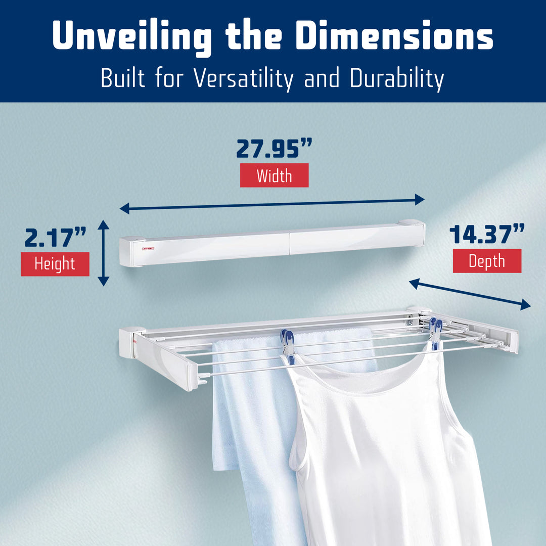 Leifheit Telegant 30 Protect Wall Dryer, Folding Laundry Drying Rack w/ 3m Space