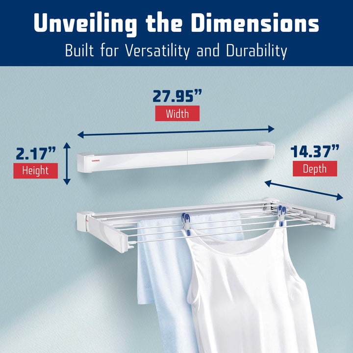 Leifheit Telegant 30 Protect Wall Dryer, Folding Laundry Drying Rack w/ 3m Space