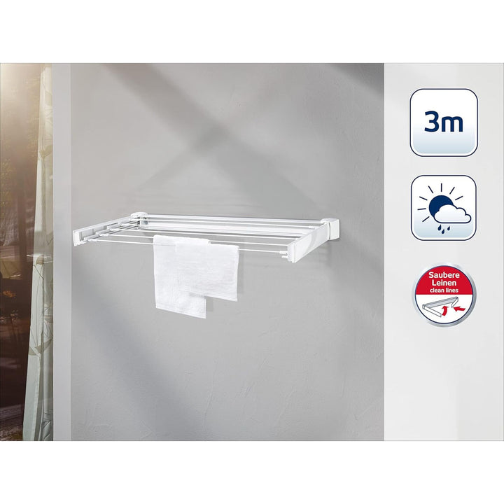 Leifheit Telegant 30 Protect Wall Dryer, Folding Laundry Drying Rack w/ 3m Space