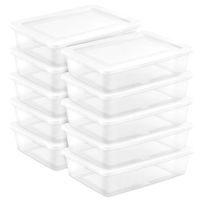 Sterilite 28 Qt Storage Box, Stackable Plastic Container Home Organizer, 10 Pack - VMInnovations