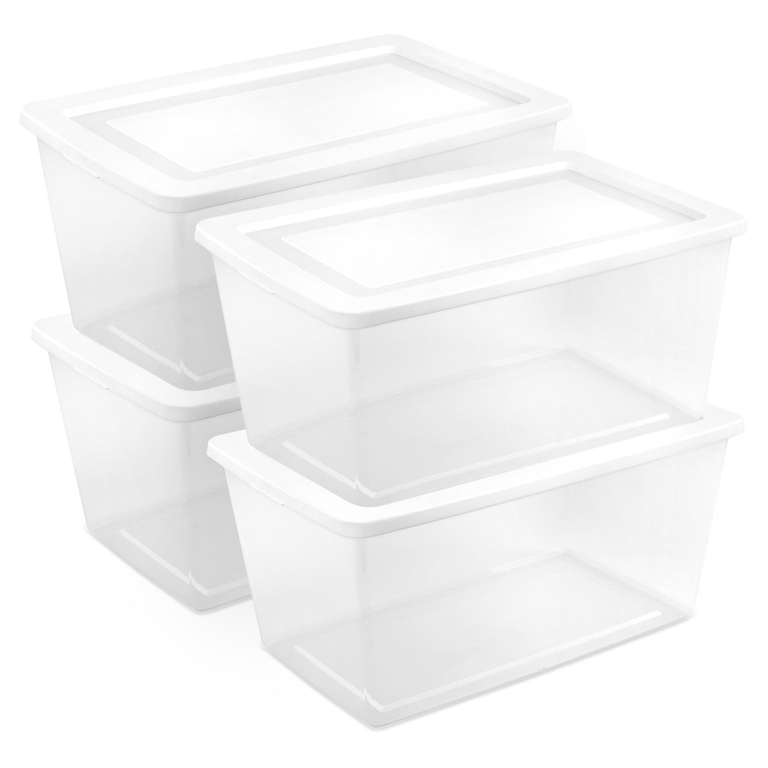 Sterilite 90 Qt Storage Box, Stackable Plastic Container, Home Organizer, 4 Pack
