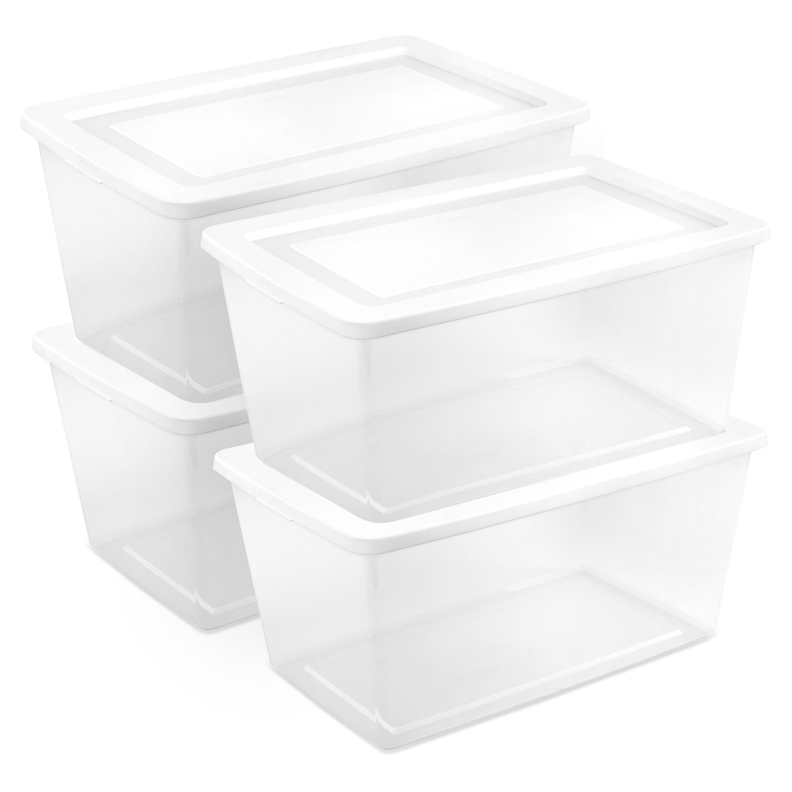 Sterilite 90 Qt Storage Box, Stackable Plastic Container, Home Organizer, 4 Pack - VMInnovations