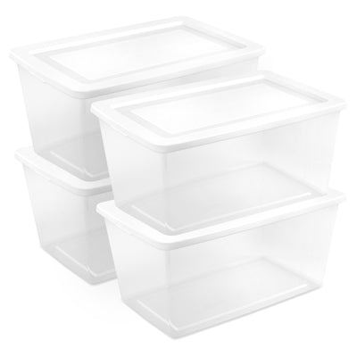 Sterilite 90 Qt Storage Box, Stackable Plastic Container, Home Organizer, 4 Pack - VMInnovations