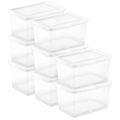 Sterilite 20 Qt Storage Box, Stackable Plastic Container, Home Organizer, 8 Pack - VMInnovations