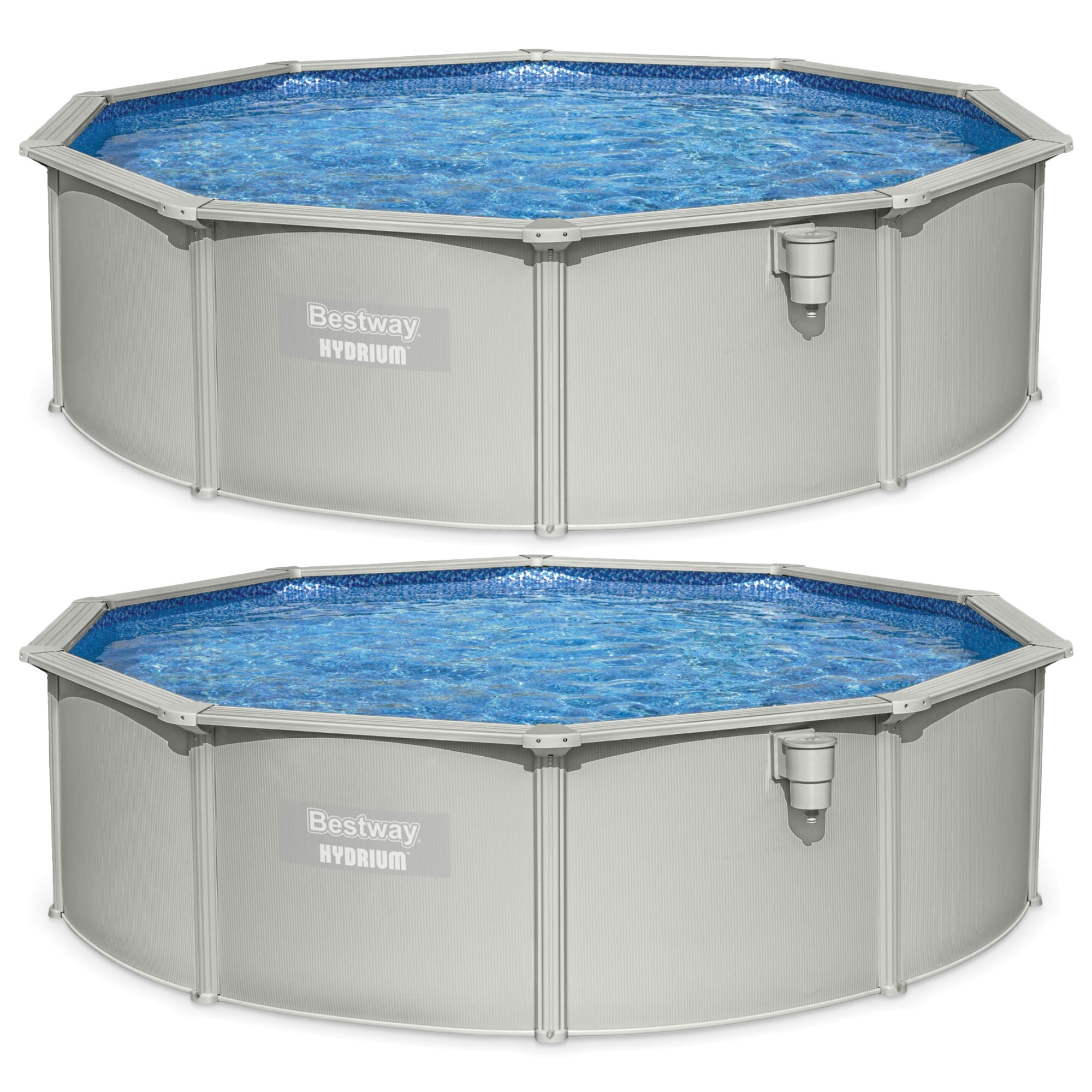 Bestway Hydrium 15'x48" Round Steel Wall Above Ground Swimming Pool Set, 2 Pack - VMInnovations