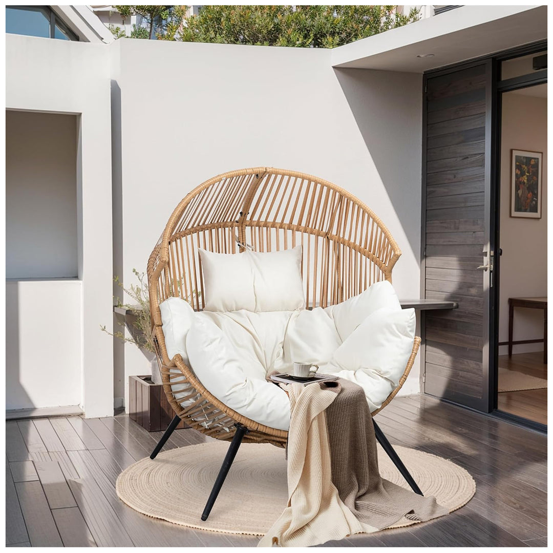 JAMFLY Chair, Oversized Lounger w/Cushion, Indoor & Outdoor, Beige(For Parts)