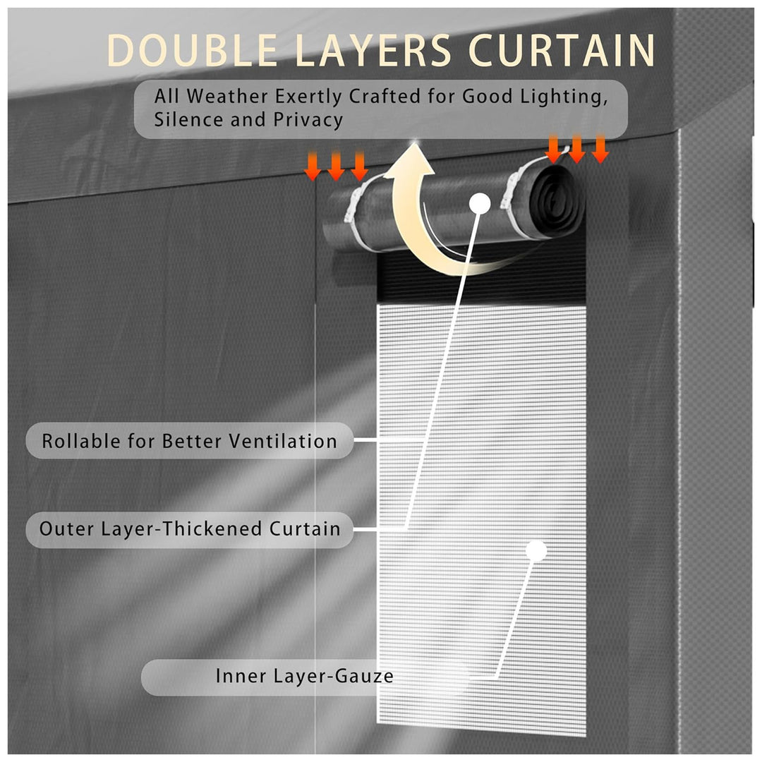 Walsunny 10x20 Ft Carport Canopy w/Sidewalls & Roll-Up Windows, Dark Gray (Used)