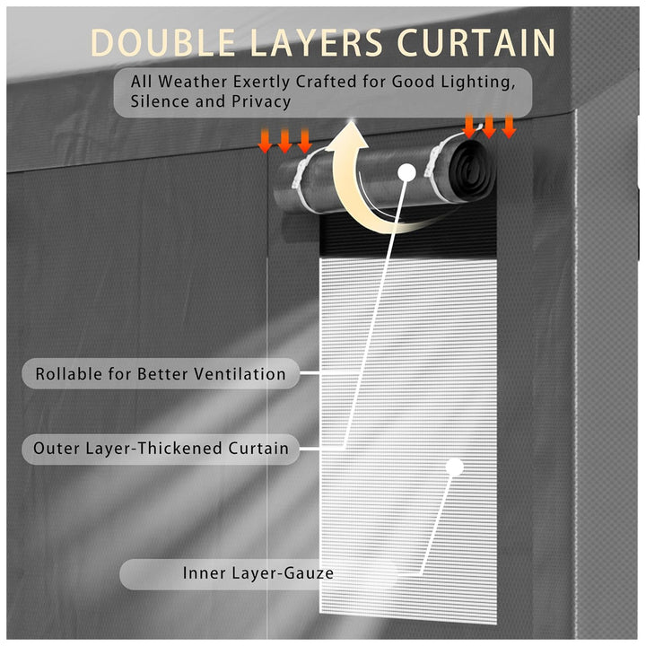 Walsunny 10x20 Ft Carport Canopy w/Sidewalls & Roll-Up Windows, Gray (For Parts)