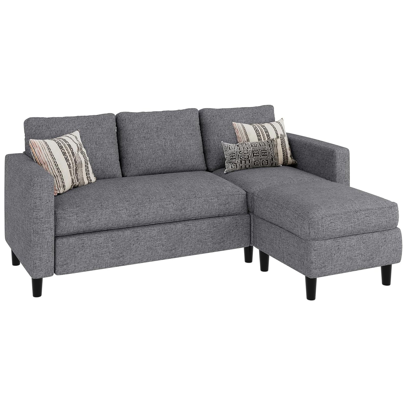 JAMFLY Convertible Sofa Couch with Ottoman, 3-Seat L-Shaped Couch (Open Box) - VMInnovations