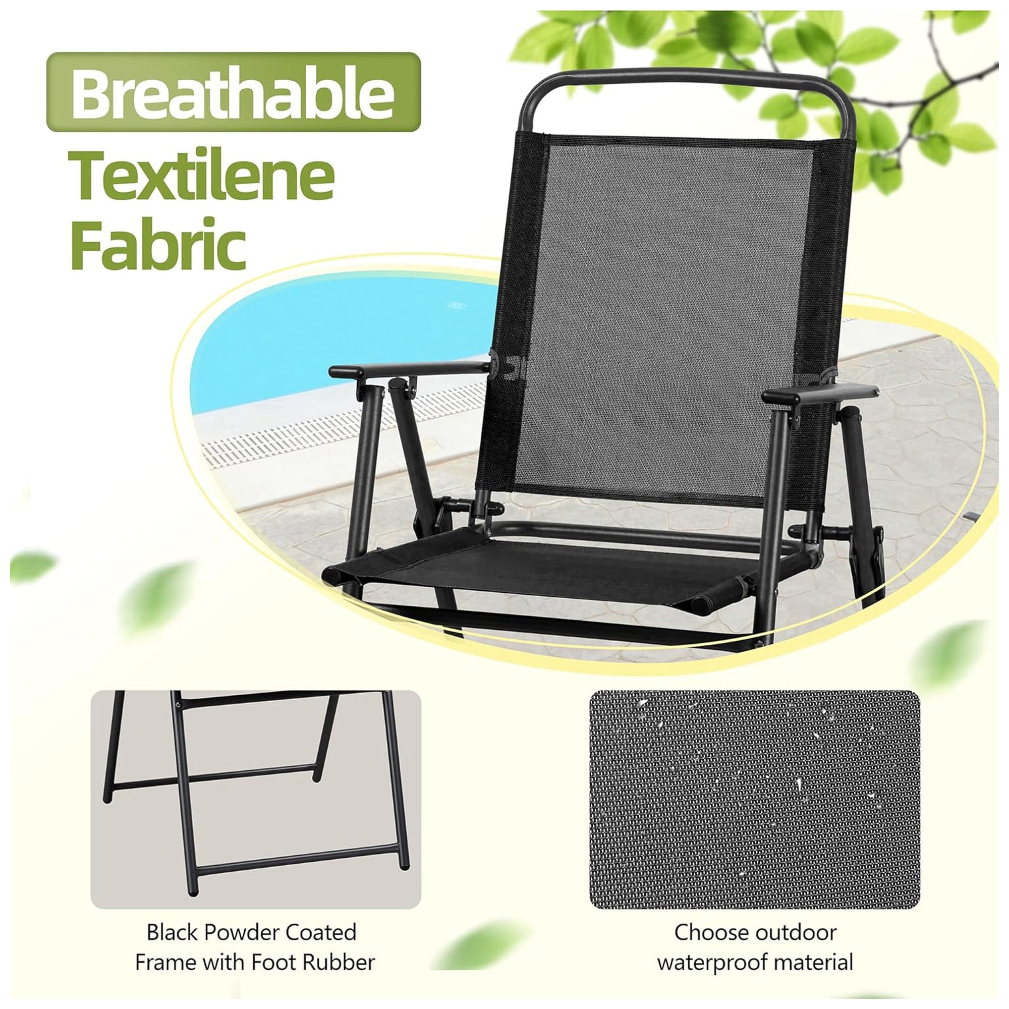 Vongrasig 6Pc Folding Patio Set, Outdoor Table, Chairs & Umbrella (Open Box) - VMInnovations