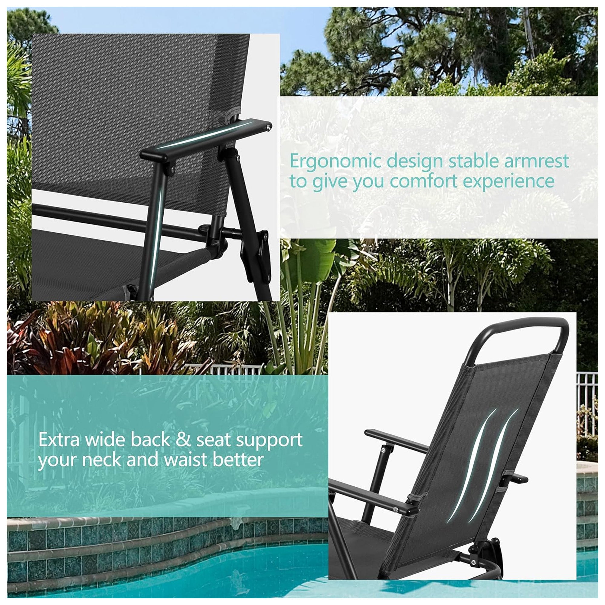 Vongrasig 6Pc Folding Patio Set, Outdoor Table, Chairs & Umbrella (Open Box) - VMInnovations