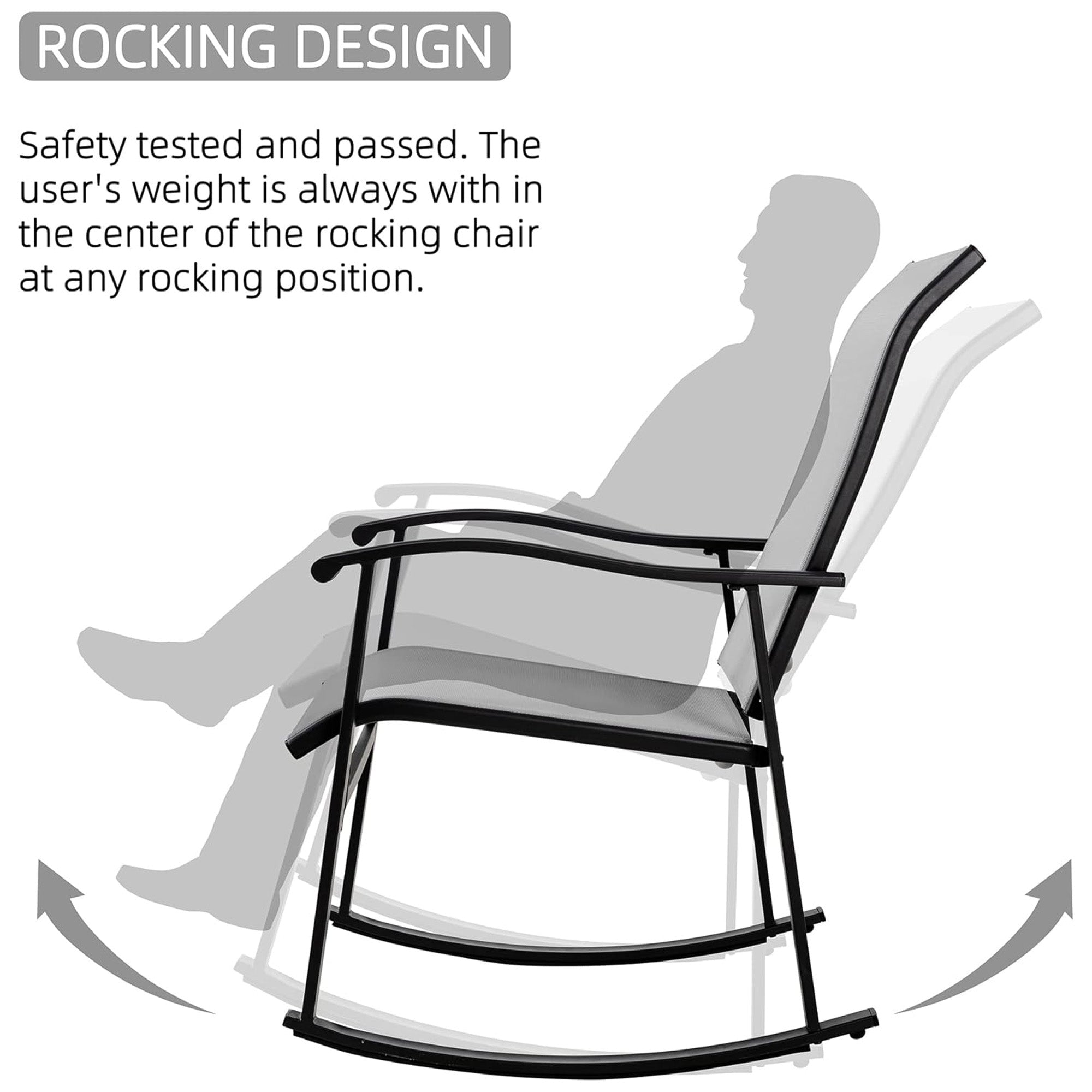 Vongrasig 3pc Outdoor Rocking Bistro Set w/ Patio Chairs & Table, Gray(Open Box) - VMInnovations
