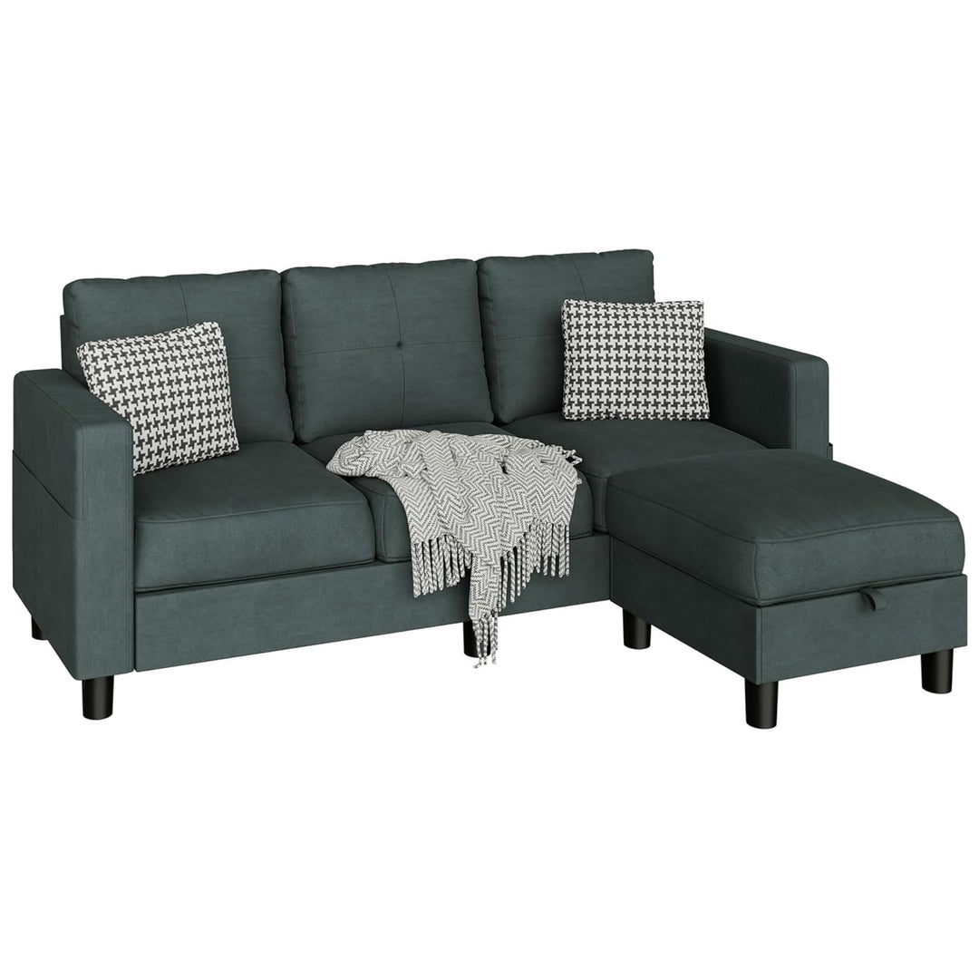 Walsunny Convertible Sectional Sofa w/ Ottoman, L-Shaped 3-Seat Couch (Open Box) - VMInnovations