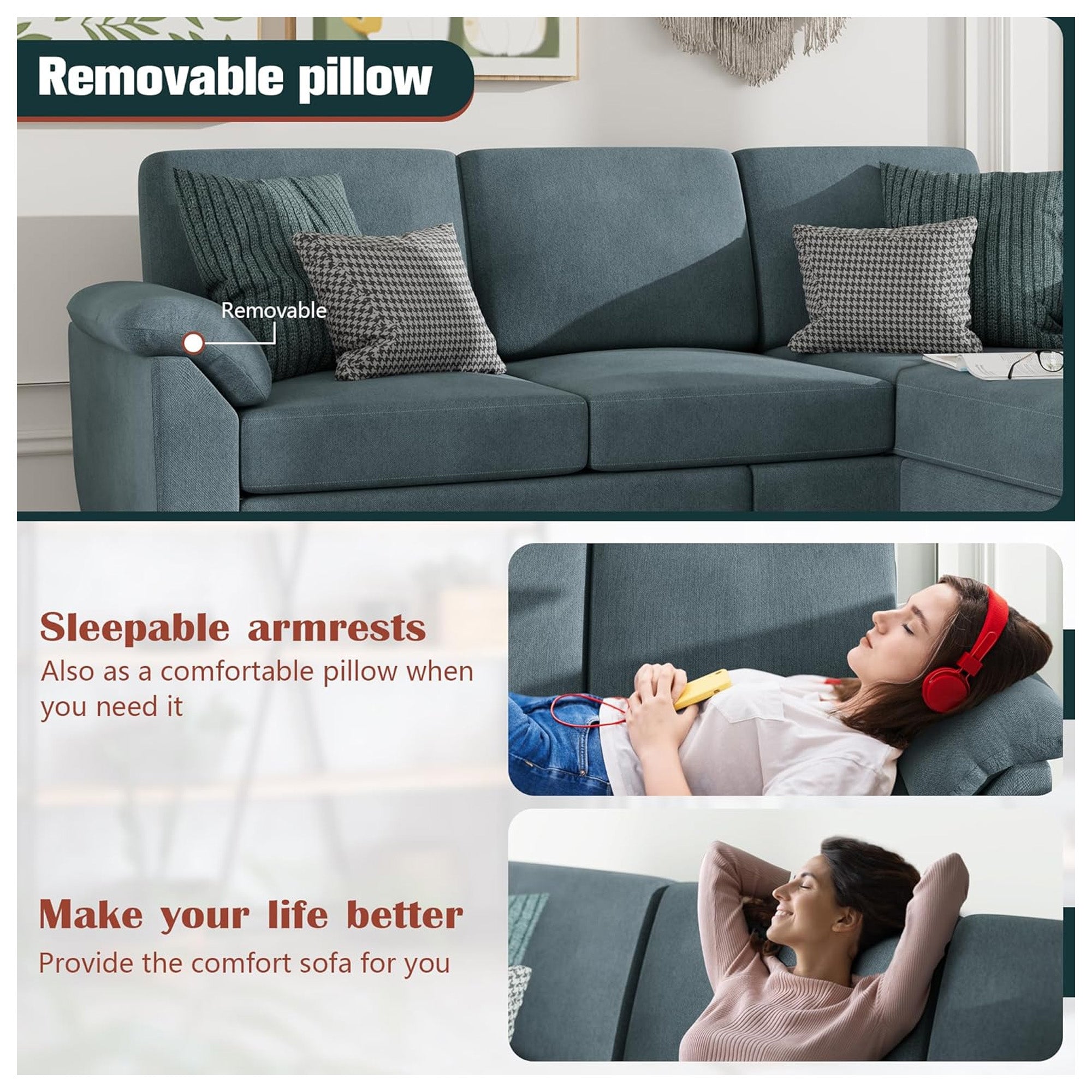 Vongrasig 79" Convertible Sectional Sofa Couch, L Shaped Furniture, Gray(Used)