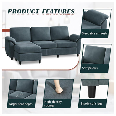 Vongrasig 79" Convertible Sectional Sofa Couch, L Shaped Furniture, Gray(Used)