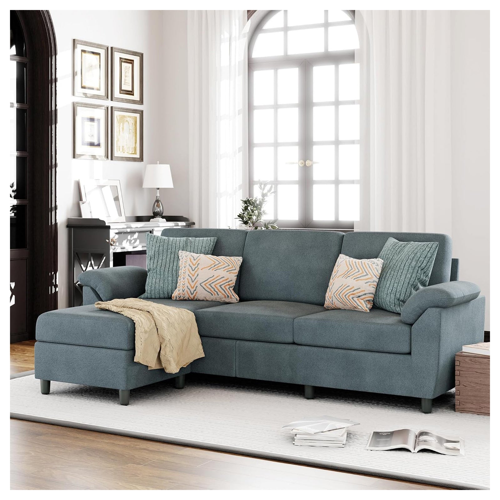 Vongrasig 79" Convertible Sectional Sofa Couch, L Shaped, Gray(For Parts) - VMInnovations