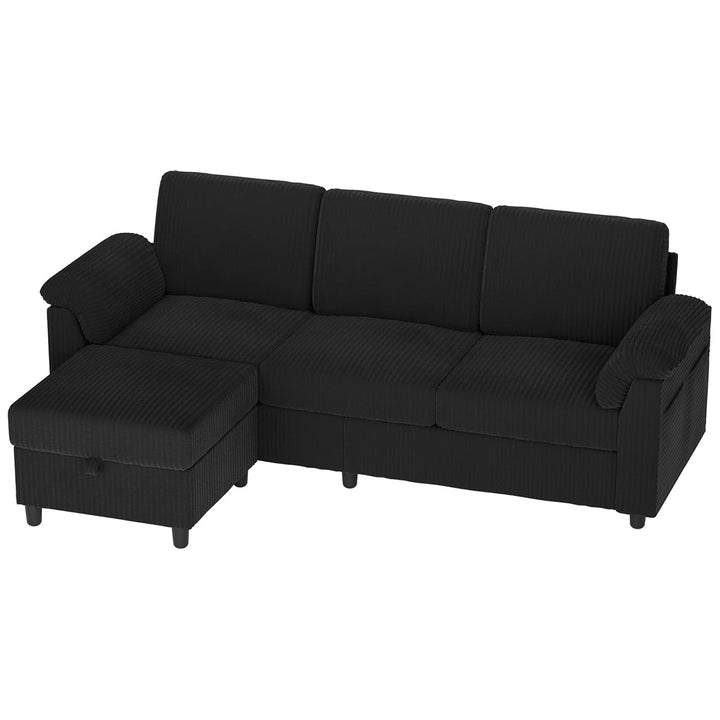 Vongrasig 79" Convertible Sectional Sofa w/Storage Ottoman, Black (For Parts)