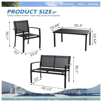 Vongrasig 4pc Patio Furniture Set, Outdoor Chairs & Loveseat Table (For Parts) - VMInnovations