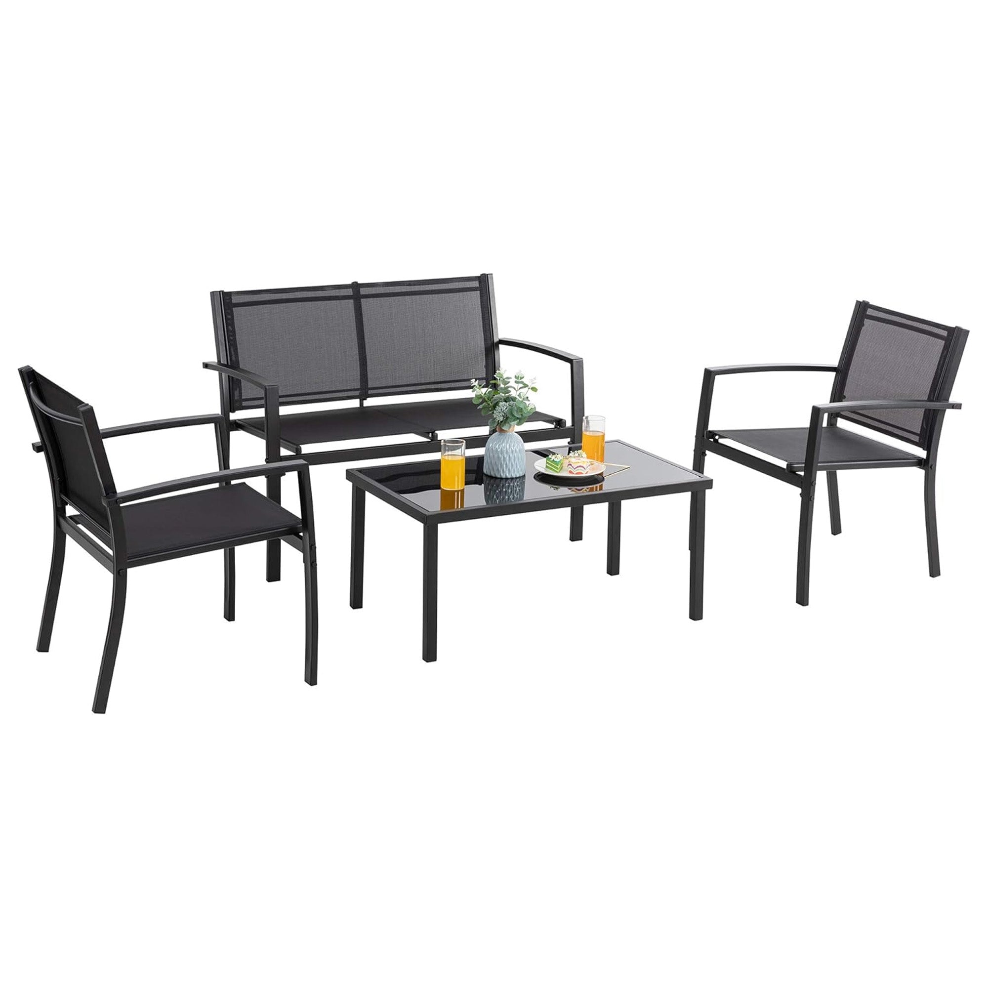 Vongrasig 4pc Patio Furniture Set, Outdoor Chairs & Loveseat Table (For Parts) - VMInnovations