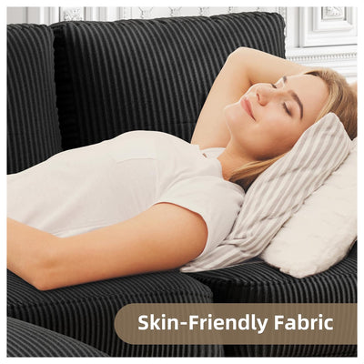 JAMFLY Sectional Sofa Couch with Ottoman, L Shaped 3 Seat Furniture (Open Box) - VMInnovations