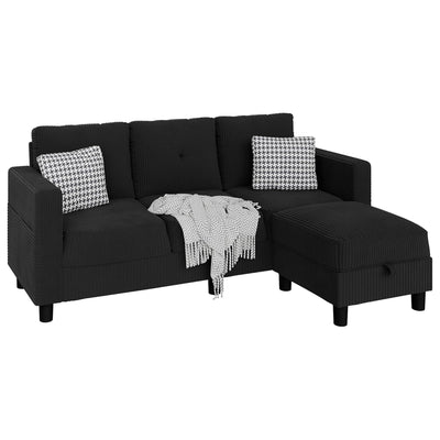JAMFLY Sectional Sofa Couch with Ottoman, L Shaped 3 Seat Furniture (Open Box) - VMInnovations