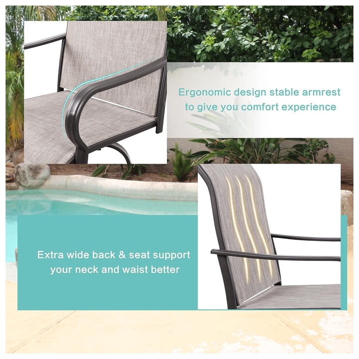 Vongrasig 2pc Patio Swivel Bar Chairs, Outdoor Furniture Set, Taupe (Open Box) - VMInnovations