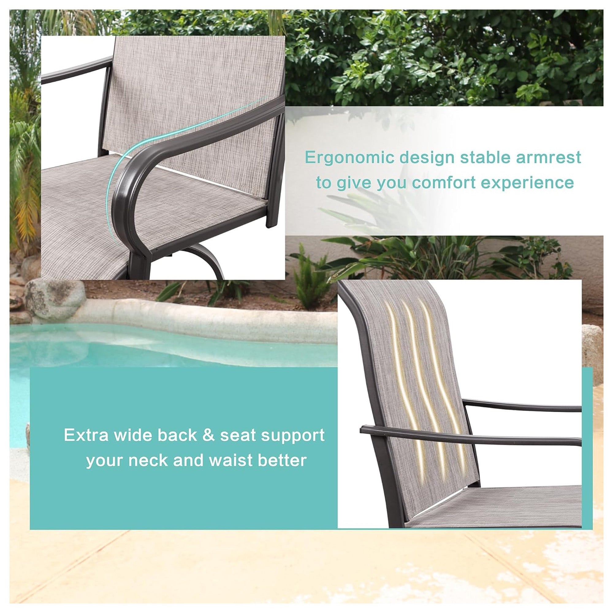 Vongrasig 2pc Patio Swivel Bar Chairs, Outdoor Furniture Stool Set, Taupe(Used) - VMInnovations
