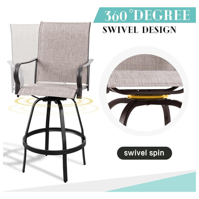 Vongrasig 2pc Patio Swivel Bar Chairs, Outdoor Furniture Stool Set, Taupe(Used) - VMInnovations